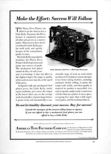 Ad for the Kelly press from a trade publication.